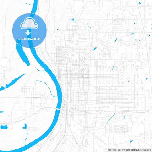 St. Joseph, Missouri, United States, PDF vector map with water in focus