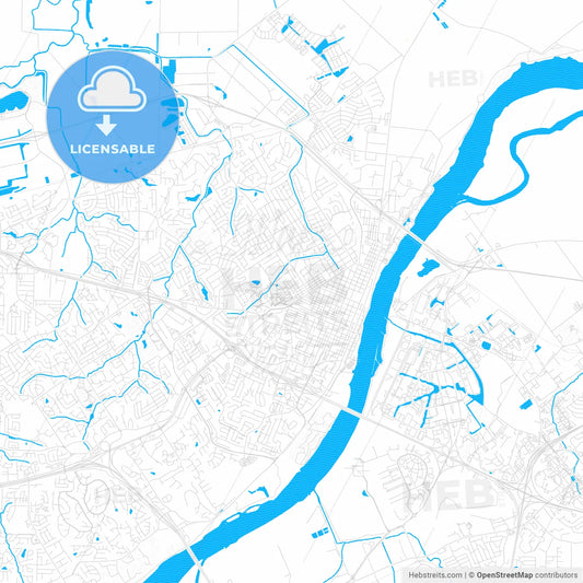 St. Charles, Missouri, United States, PDF vector map with water in focus