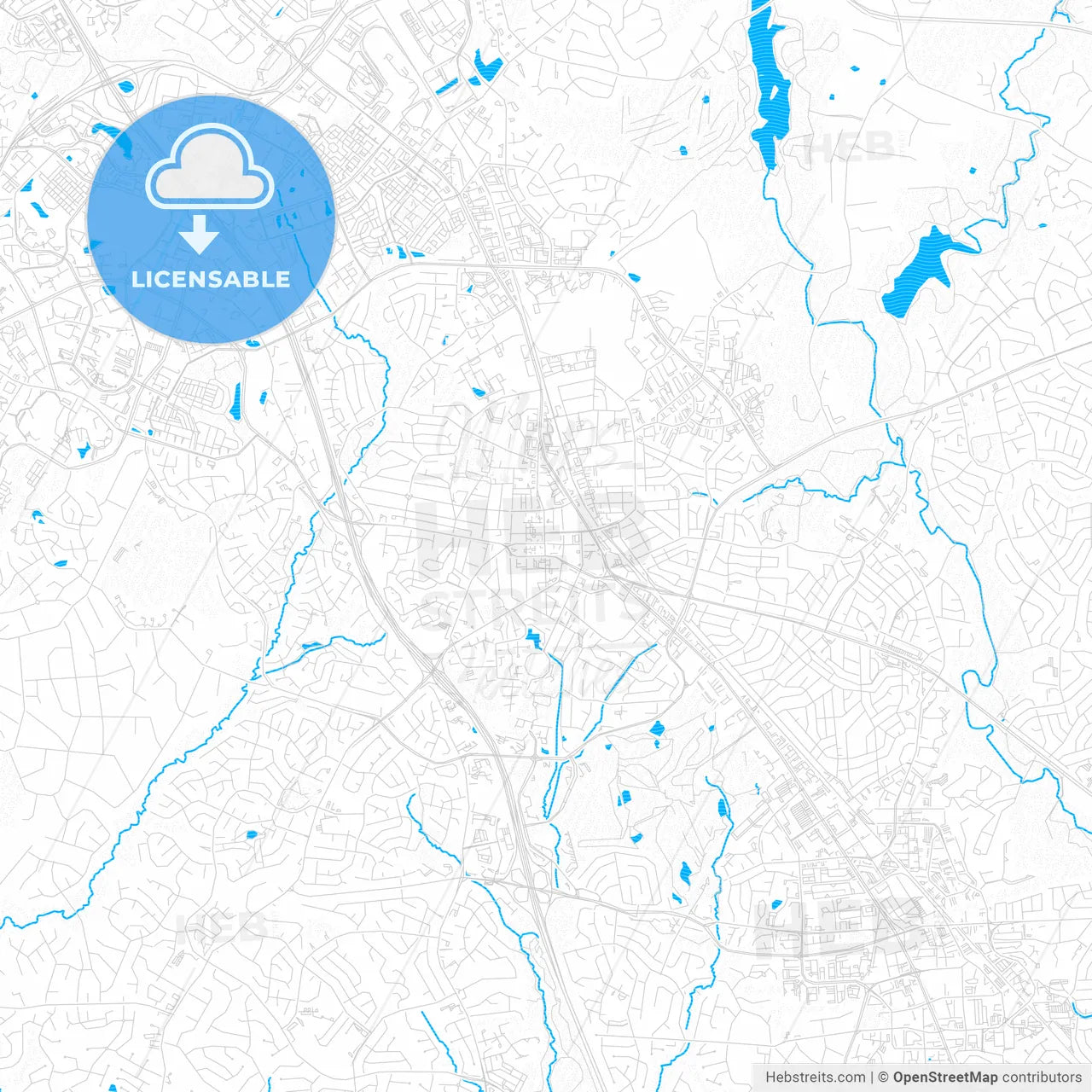 Rockville, Maryland, United States, PDF vector map with water in focus