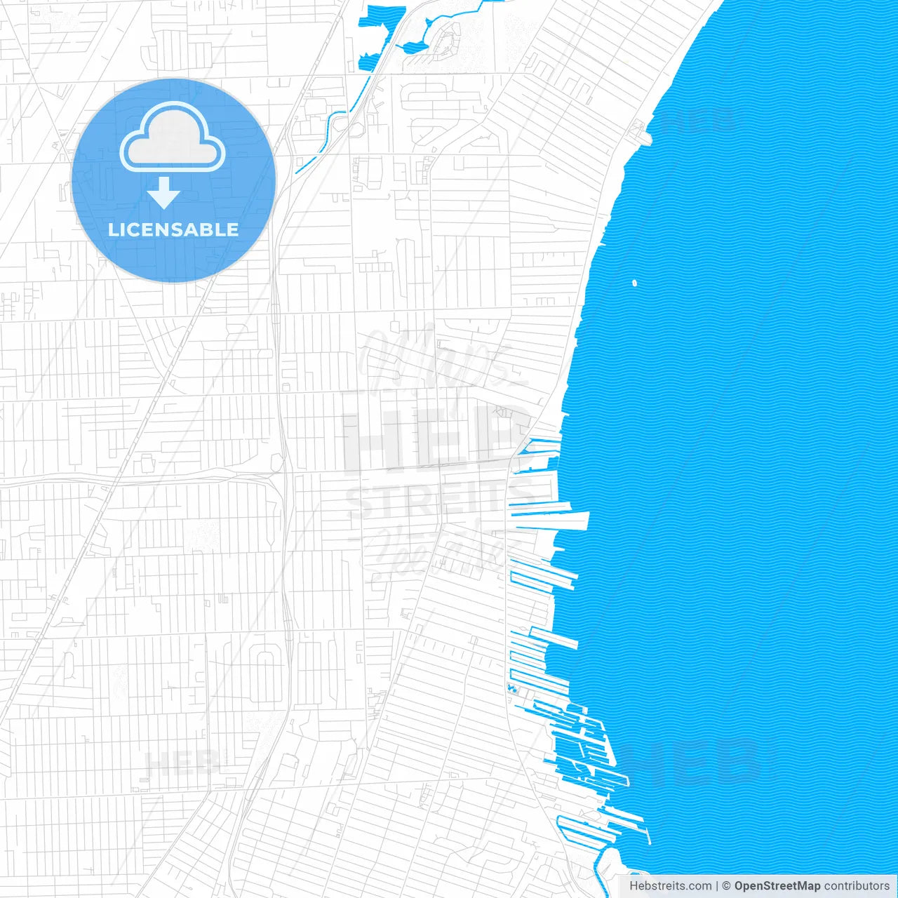 St. Clair Shores, Michigan, United States, PDF vector map with water in focus