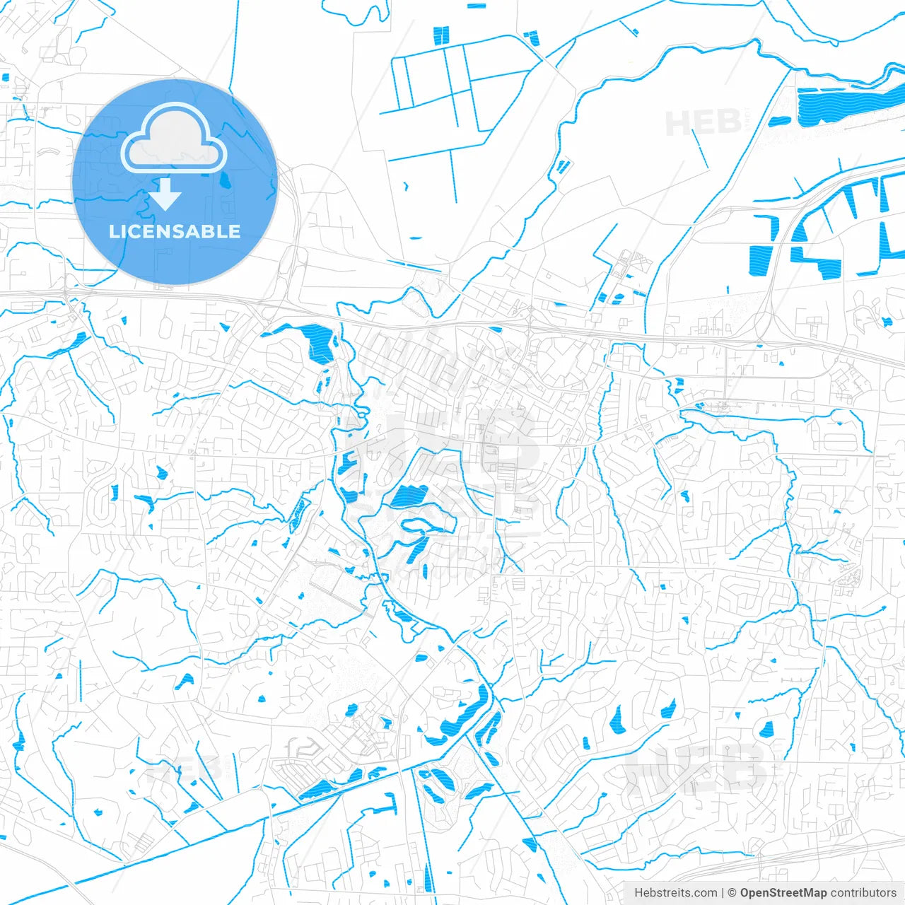 St. Peters, Missouri, United States, PDF vector map with water in focus