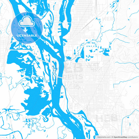 La Crosse, Wisconsin, United States, PDF vector map with water in focus