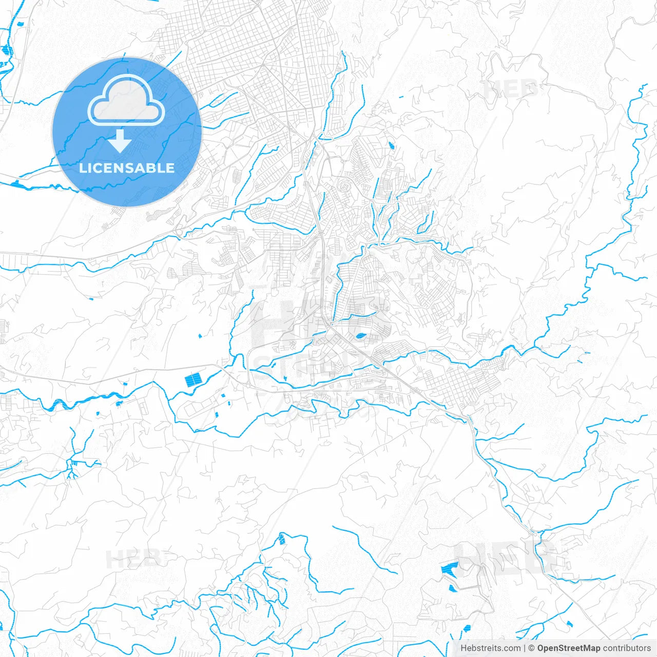 Floridablanca, Colombia PDF vector map with water in focus