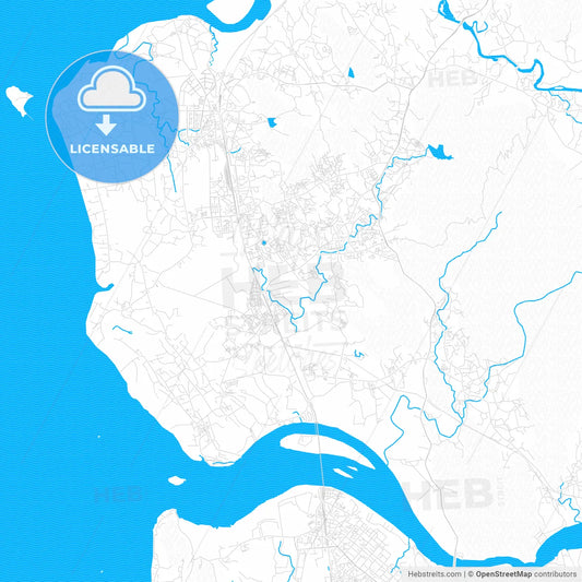 Vasai-Virar, India PDF vector map with water in focus