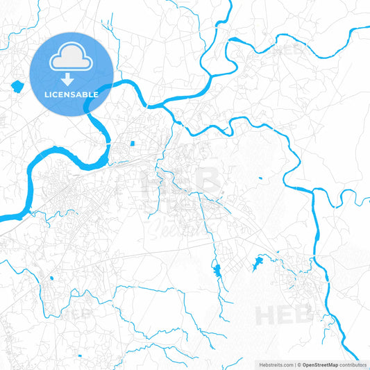 Ulhasnagar, India PDF vector map with water in focus