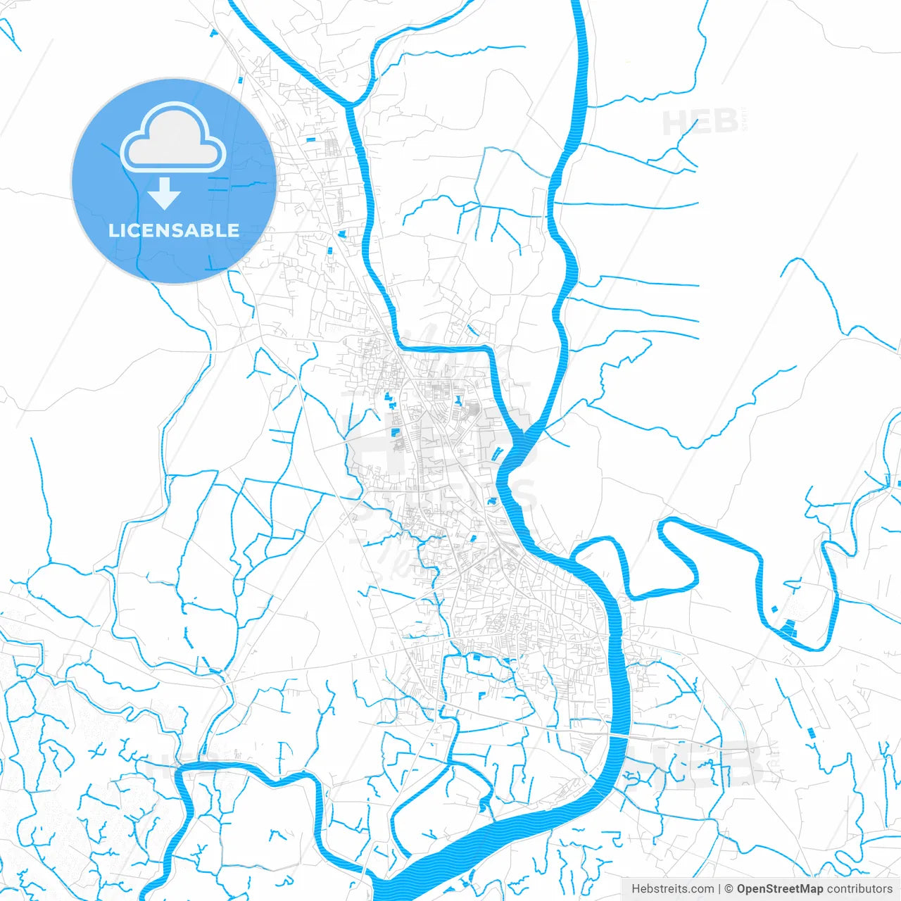 Khulna, Bangladesh PDF vector map with water in focus