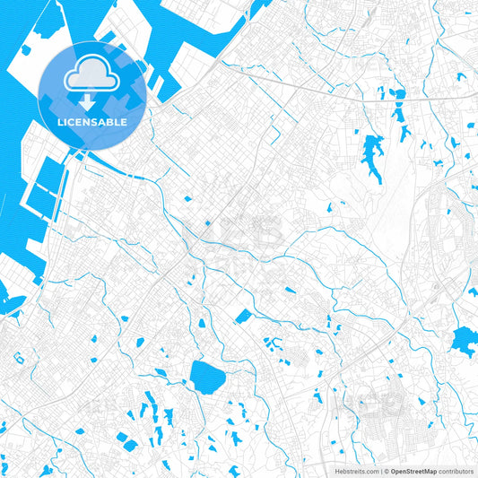 Izumi, Japan PDF vector map with water in focus
