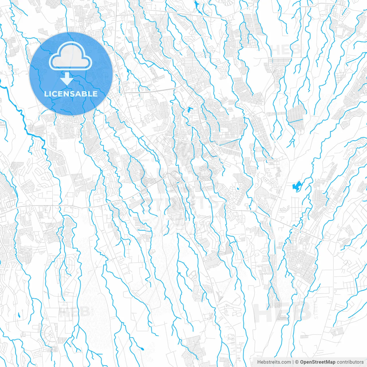 Dasmariñas, Philippines PDF vector map with water in focus