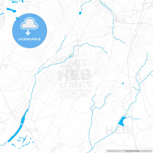 Hwaseong, South Korea PDF vector map with water in focus