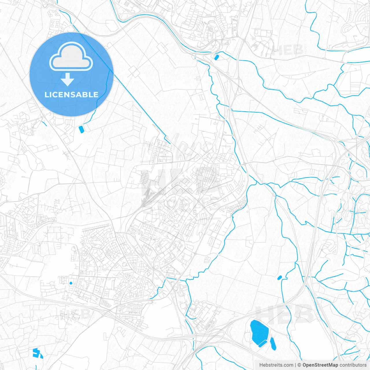 Lod, Israel PDF vector map with water in focus