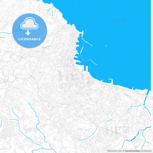 Algiers, Algeria PDF vector map with water in focus