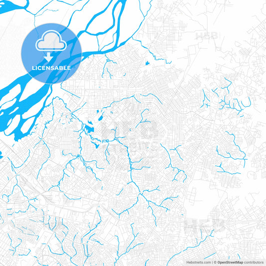 Douala, Cameroon PDF vector map with water in focus
