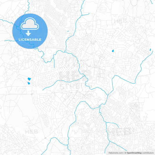 Lilongwe, Malawi PDF vector map with water in focus