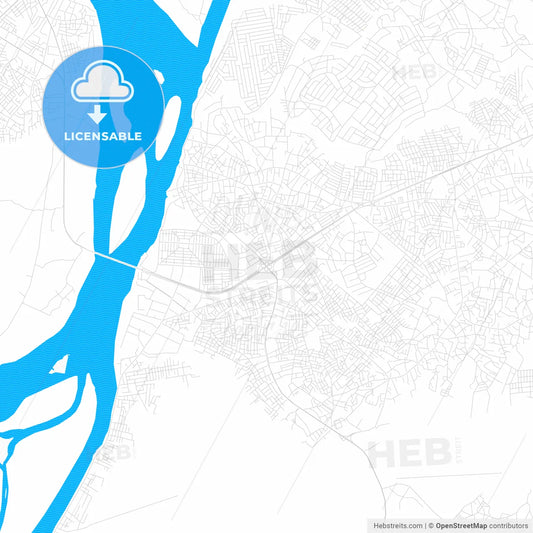 Onitsha, Nigeria PDF vector map with water in focus
