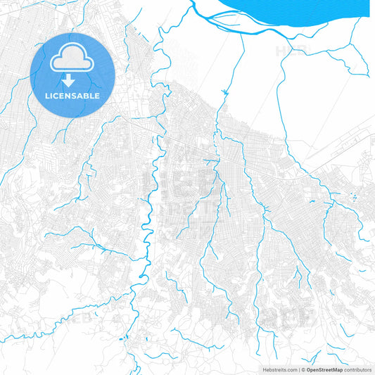 Masina, DR Congo PDF vector map with water in focus