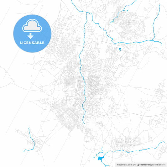 Mek´ele, Ethiopia PDF vector map with water in focus