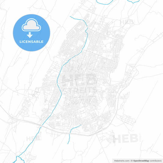 Nazret, Ethiopia PDF vector map with water in focus