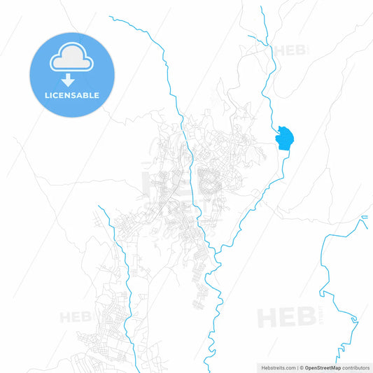 Gondar, Ethiopia PDF vector map with water in focus