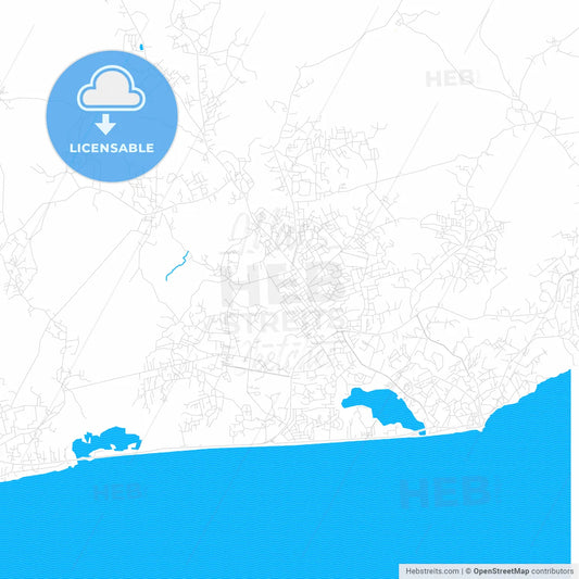 Cape Coast, Ghana PDF vector map with water in focus