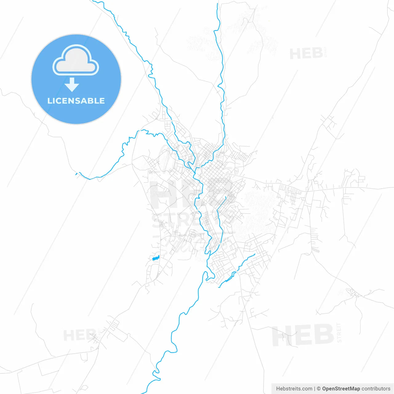 Man, Ivory Coast PDF vector map with water in focus