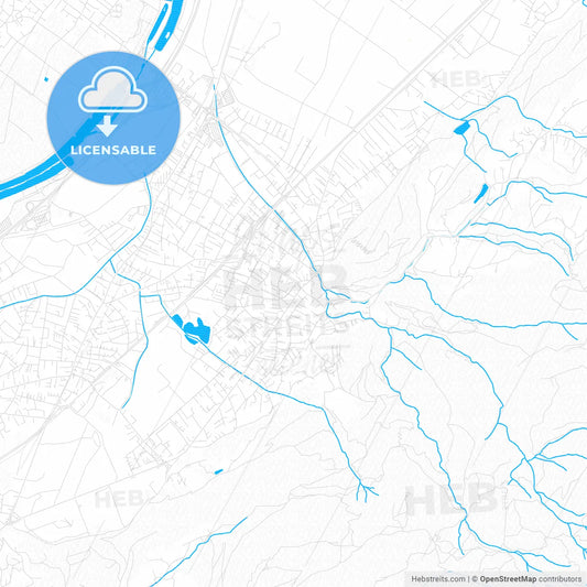 Hohenems, Austria PDF vector map with water in focus