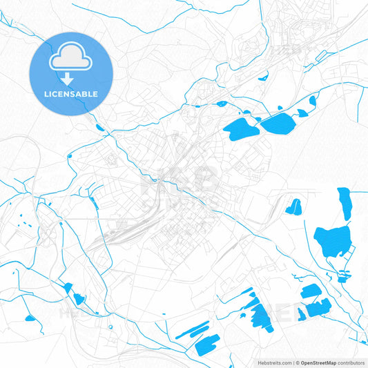 Chomutov, Czechia PDF vector map with water in focus