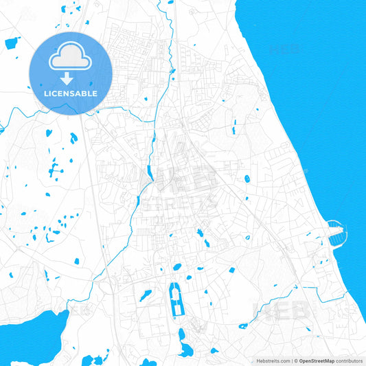 Hørsholm, Denmark PDF vector map with water in focus