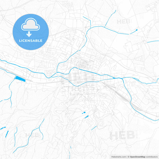 Eisenach, Germany PDF vector map with water in focus