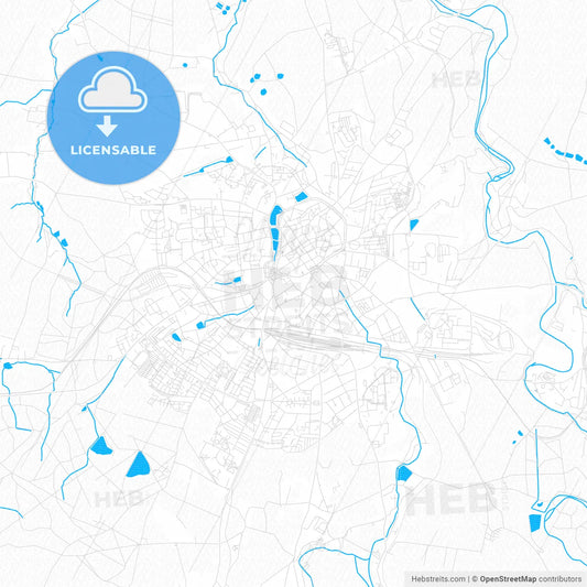 Freiberg, Germany PDF vector map with water in focus