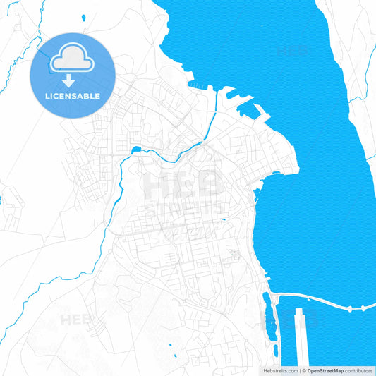 Akureyri, Iceland PDF vector map with water in focus