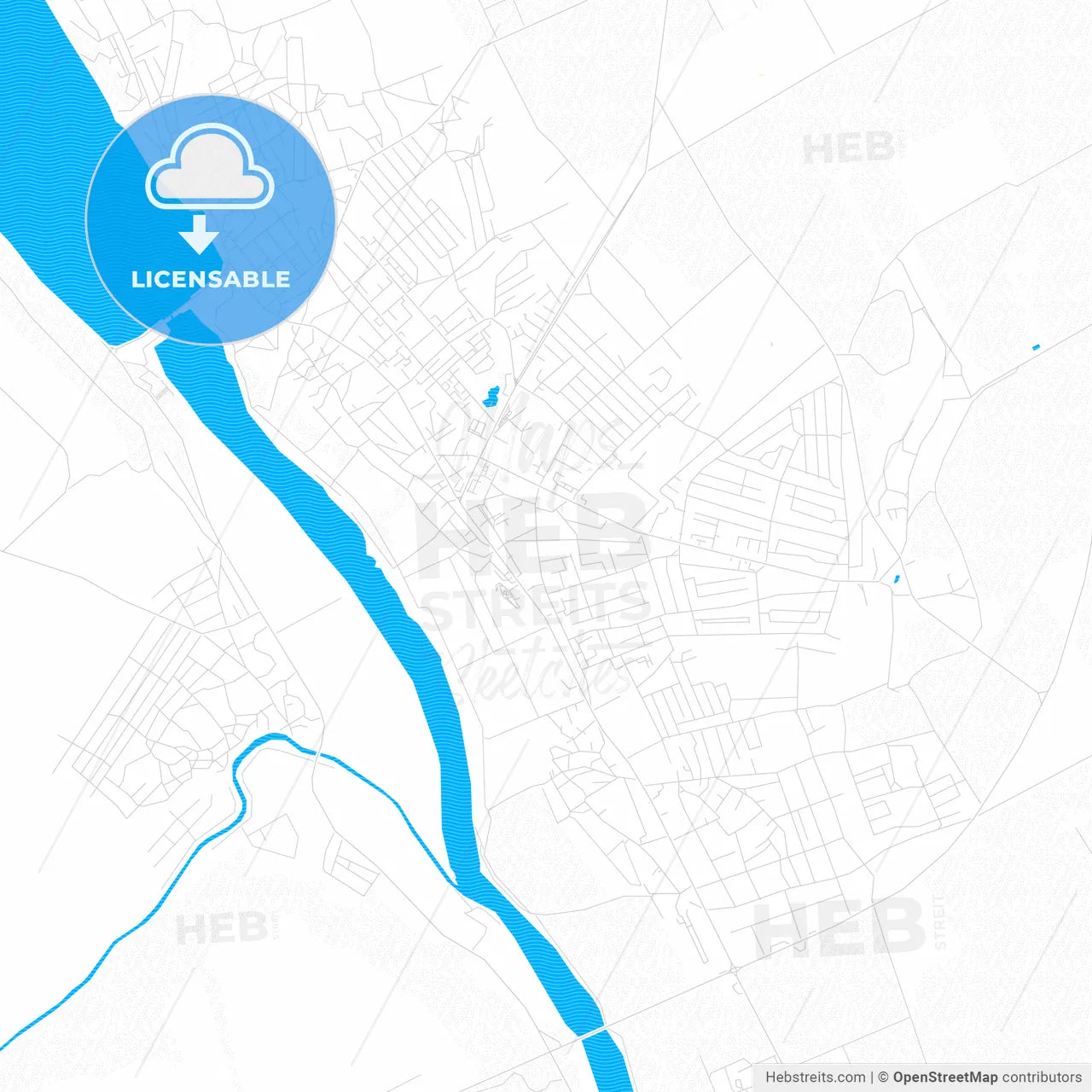 Dubăsari, Moldova PDF vector map with water in focus