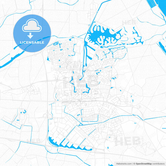 Goes, Netherlands PDF vector map with water in focus