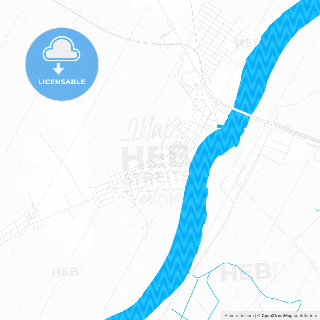 Fetești, Romania PDF vector map with water in focus