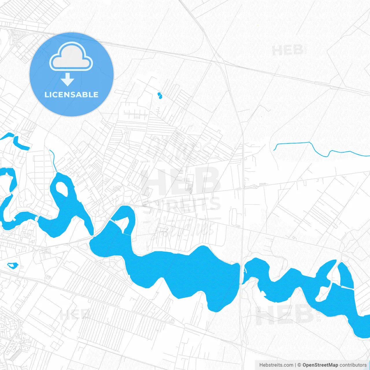 Pantelimon, Romania PDF vector map with water in focus