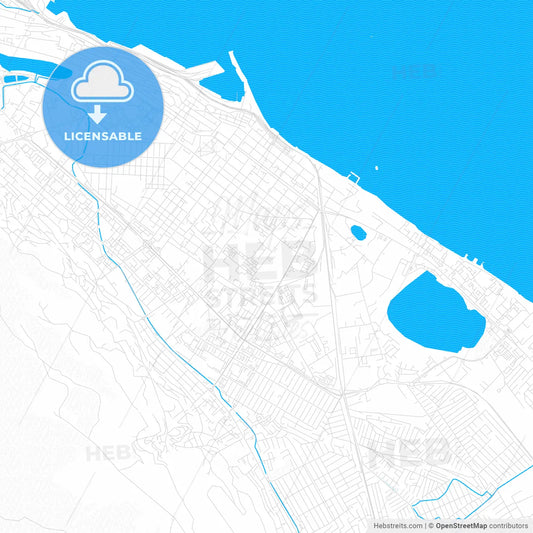 Makhachkala, Russia PDF vector map with water in focus