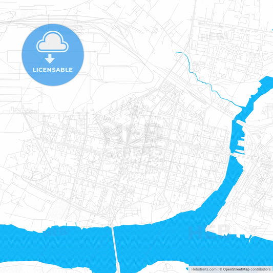 Cherepovets, Russia PDF vector map with water in focus