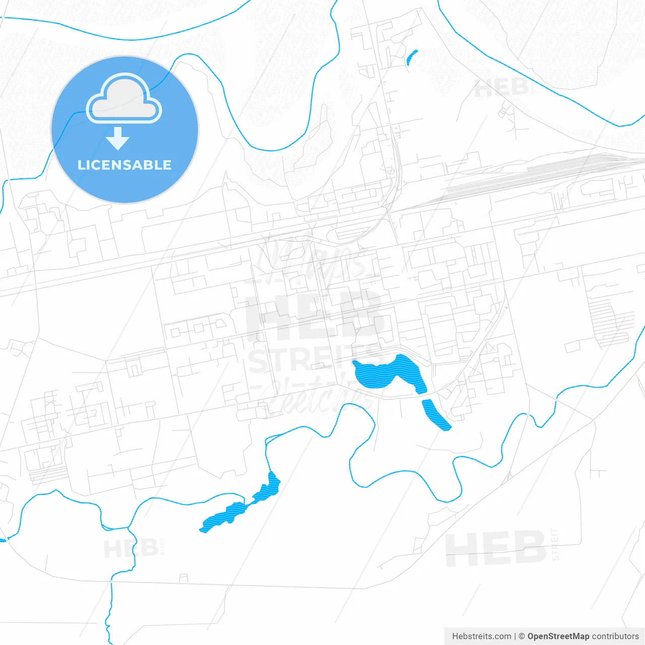 Novy Urengoy, Russia PDF vector map with water in focus