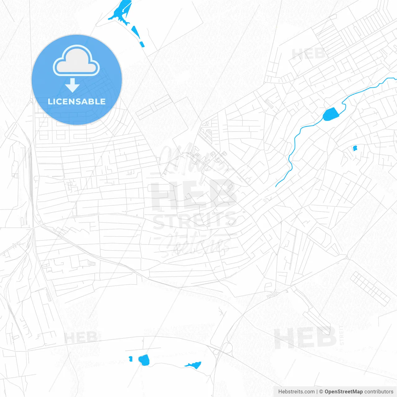 Mikhaylovsk, Russia PDF vector map with water in focus