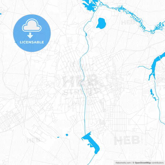 Beryozovsky, Russia PDF vector map with water in focus