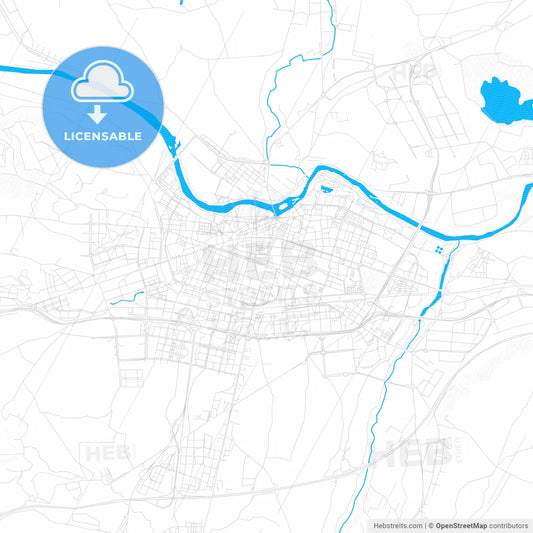 Logroño, Spain PDF vector map with water in focus
