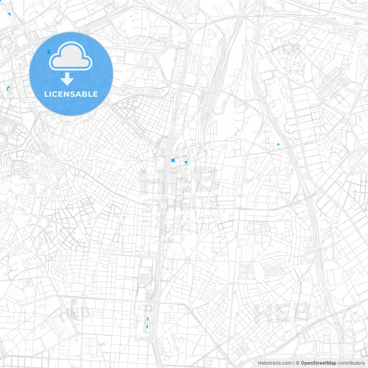 Chamartín, Spain PDF vector map with water in focus