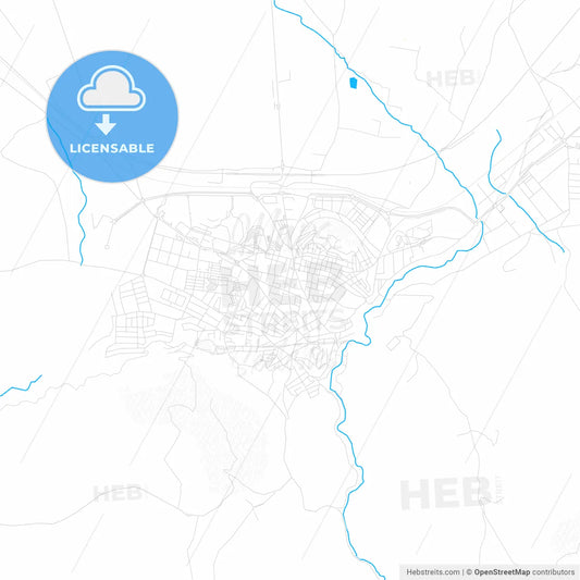 Antequera, Spain PDF vector map with water in focus
