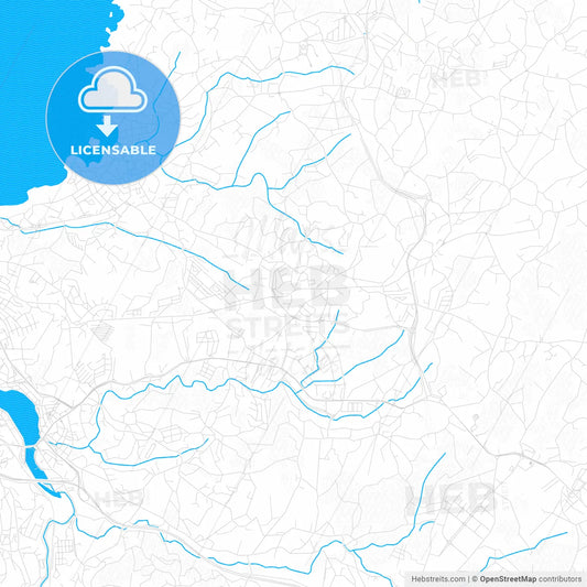 Oleiros, Spain PDF vector map with water in focus