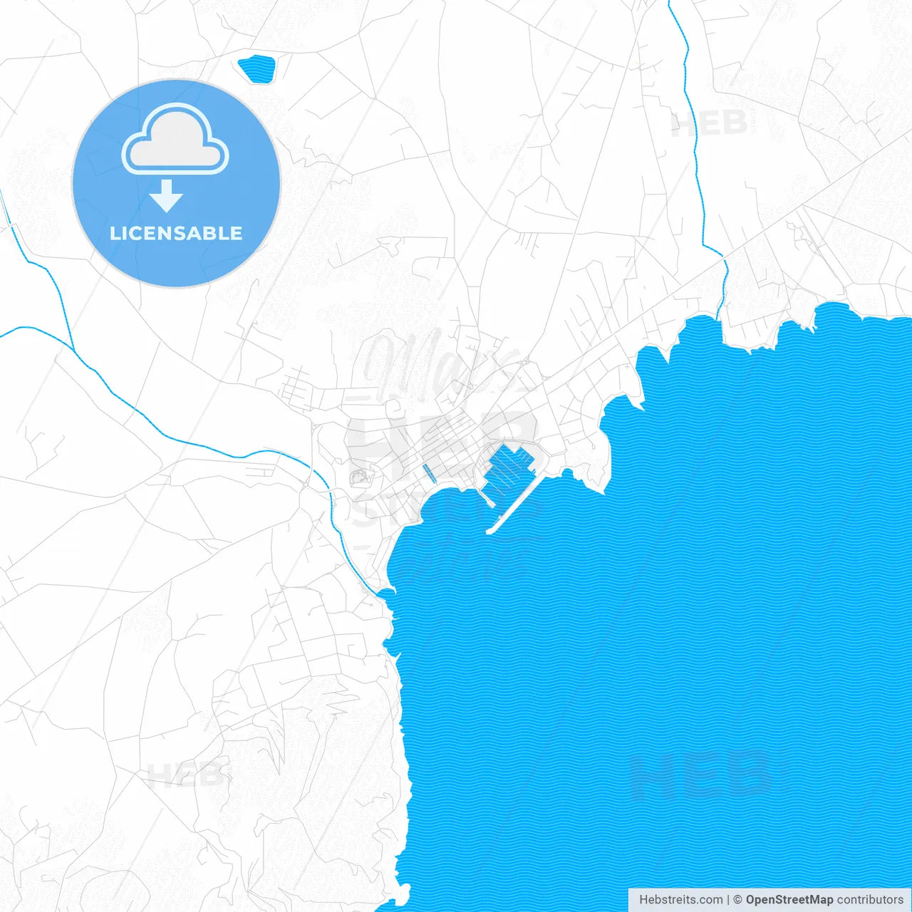 Santa Eulària des Riu, Spain PDF vector map with water in focus