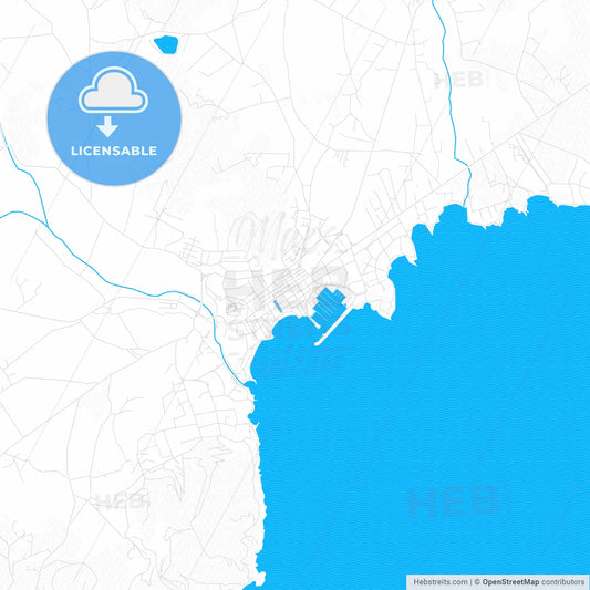 Santa Eulària des Riu, Spain PDF vector map with water in focus