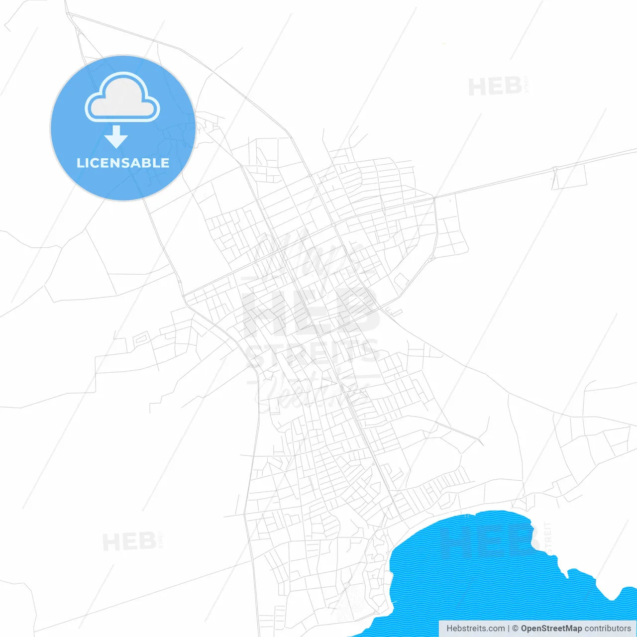 Didim, Turkey PDF vector map with water in focus