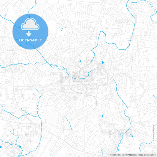 Coventry, England PDF vector map with water in focus