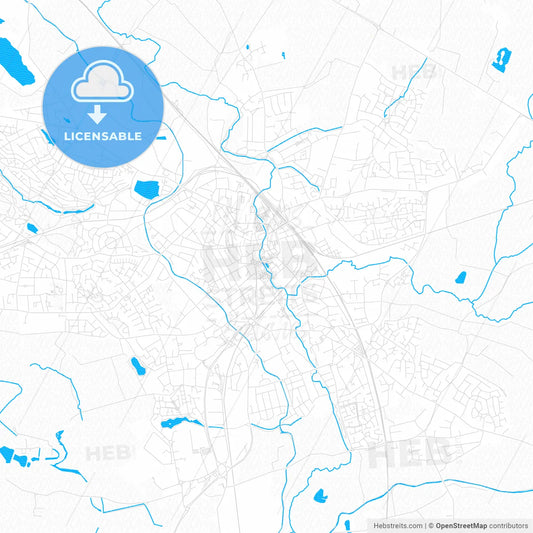 Nuneaton, England PDF vector map with water in focus