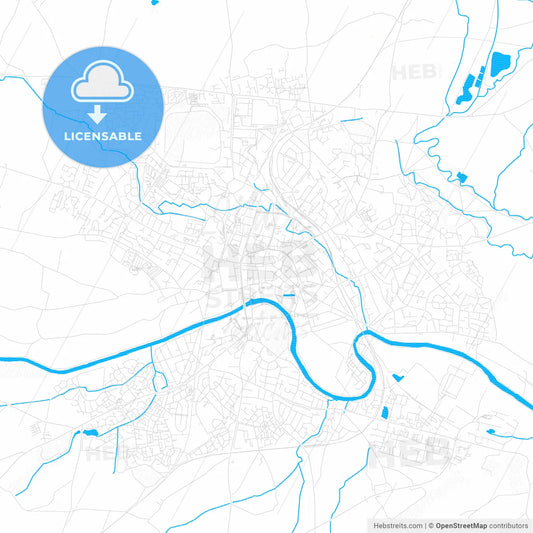 Hereford, England PDF vector map with water in focus