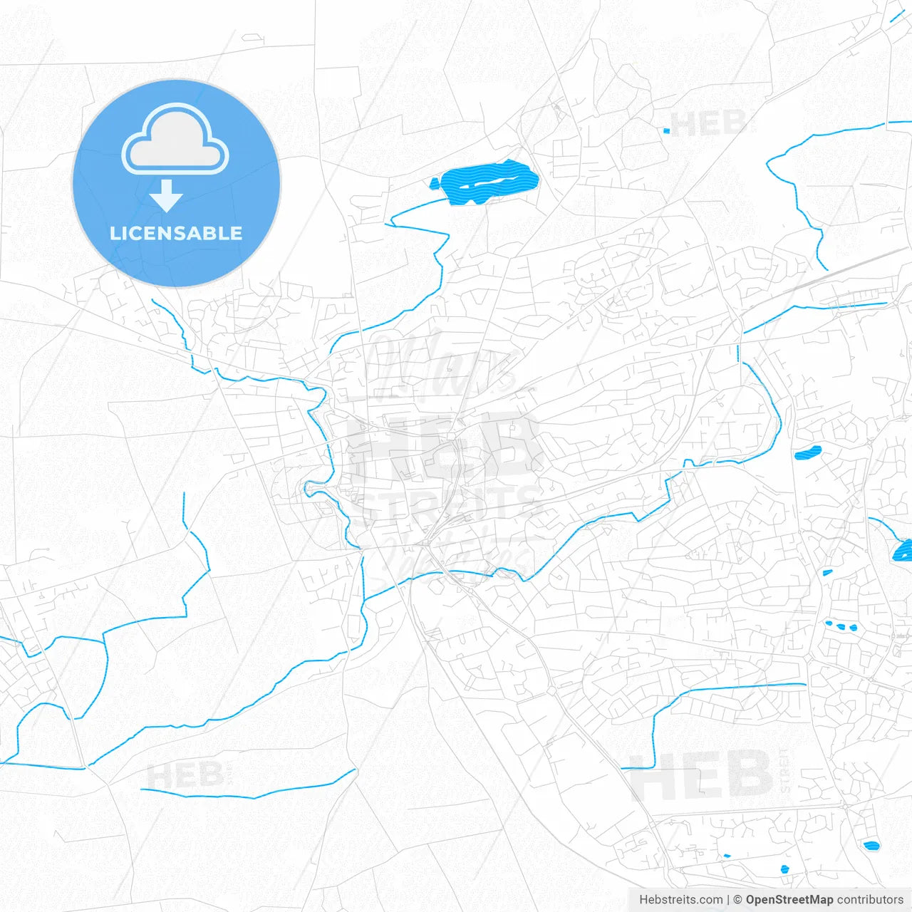 Dunfermline, Scotland PDF vector map with water in focus
